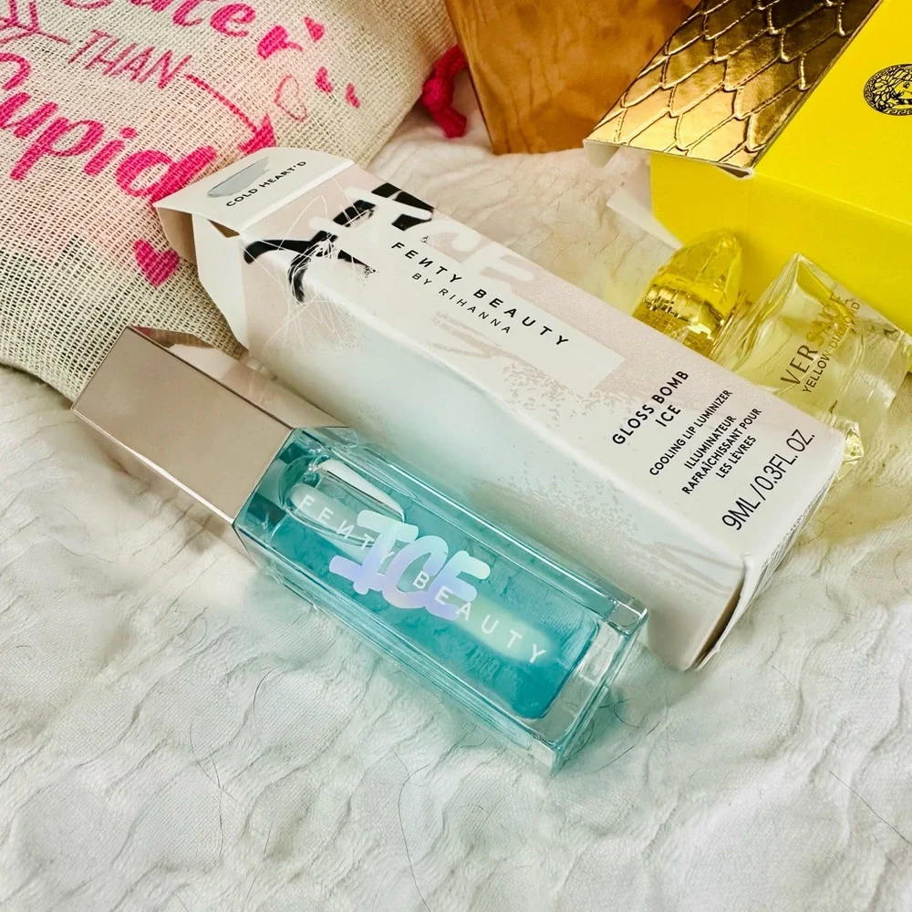 Fenty Beauty Cold Heartd ICE Clear Lip Gloss Luminizer & Versace Bright Crystal